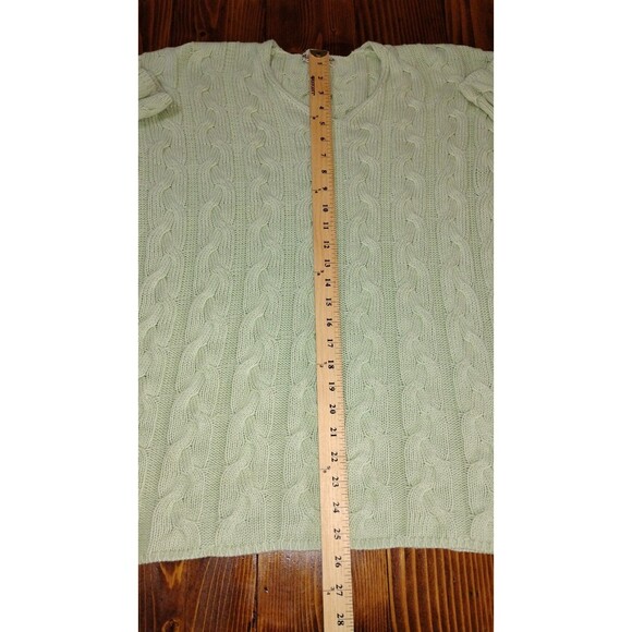 Vintage Eddie Bauer Drifter Sweater XXL Green Chunky Fisherman Cable Knit - Picture 5 of 8